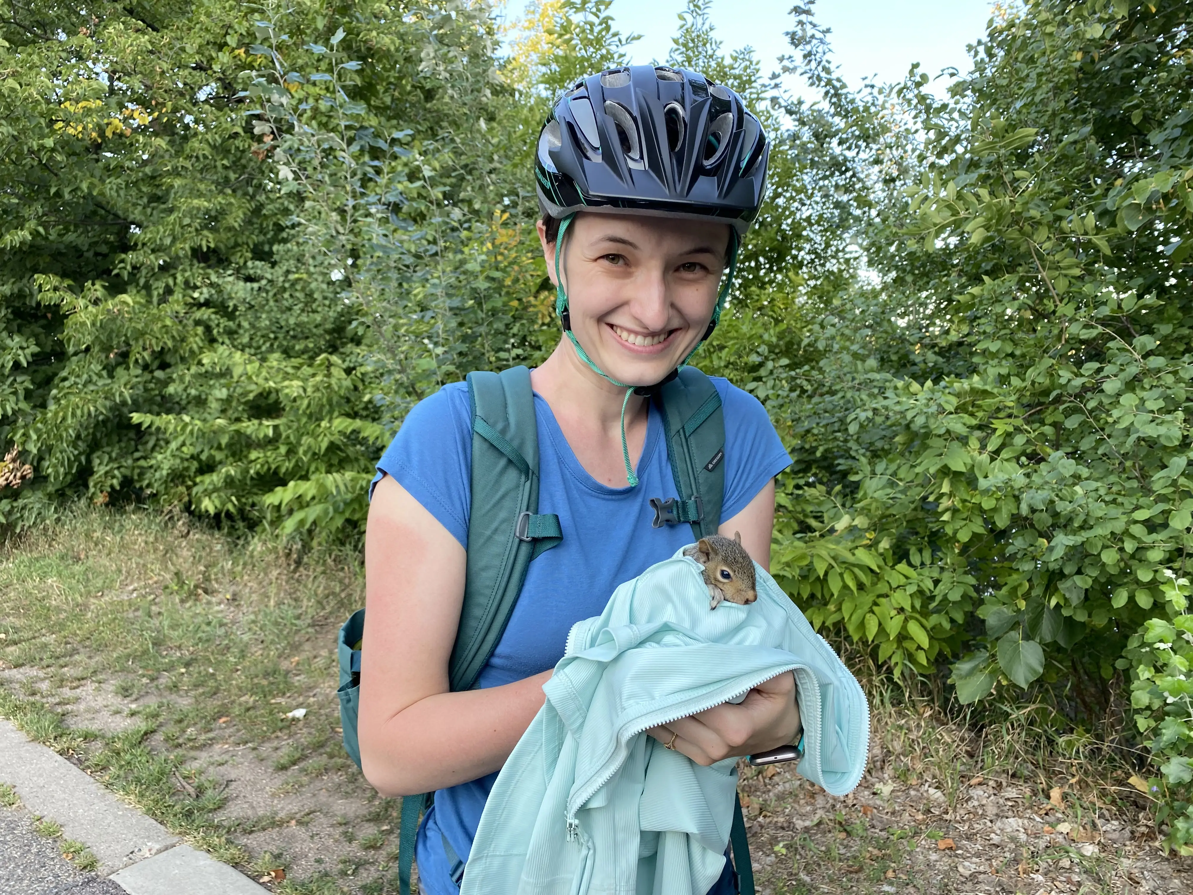 I saved a baby squirrel that was on the bike path!